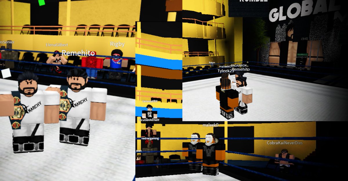 MNW_Roblox's tweet photo. Congratulations to the BRAND NEW, MNW World Tag Team Champions, Anarchy after a hard-fought match against TOEV at Global Rumble! It was Anarchy in The Ballroom! https://t.co/4K0HXmPOiV