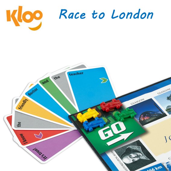 KlooGame's tweet photo. 🇬🇧 Do you #TeachEnglish to students?
Our #KLOO 'Race to #London' board game is an award winning game with #TEFL Teacher approved content. Students learn to make #English sentences in seconds and build vocabulary as they play.
Check out the details >> https://t.co/52FVXZLOUG https://t.co/Lu1Qoc6oke