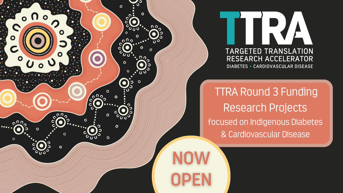 Today we open our #TTRA program’s $6M funding round targeting research projects to benefit the health & wellbeing of Indigenous Australians living with diabetes & cardiovascular disease! Apply by 28 April 2023. Join info session on 6 Feb 2023. ➡️bit.ly/3jlFlcl