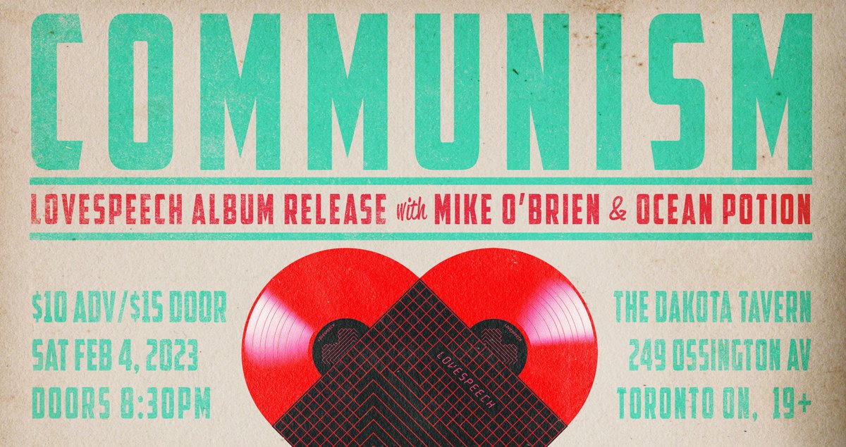New album Lovespeech is on Bandcamp, release party Sat Feb 4 at The Dakota 8:30 doors 9pm show
communism1.bandcamp.com/album/lovespee…