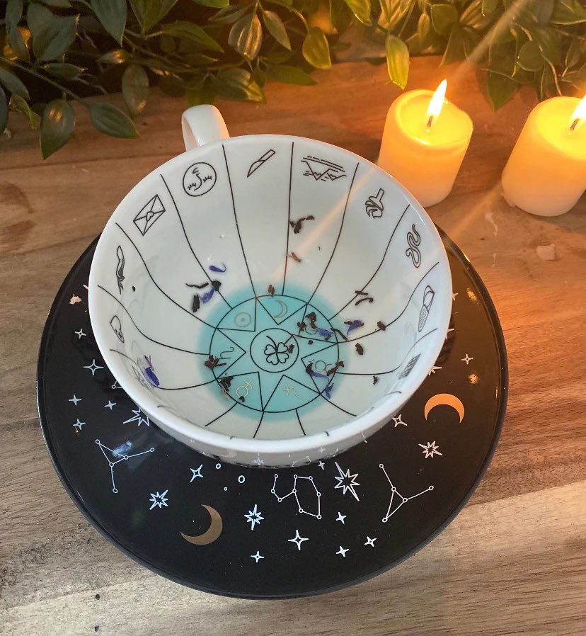 ✨Fortune Telling Ceramic Teacup✨

Available at wickedwitcheries.co.uk 🔮

Features a variety of fortune telling and astrological symbols accented by gold foil, and contrasting black saucer

#divination #tealeafreading #tea #tassology #tarot #fortunetelling #oracle #tealeaf