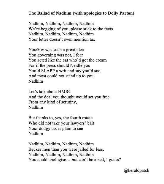 Dear <a href="/NadhimZahawi/">Nadhim Zahawi</a>, an ode.