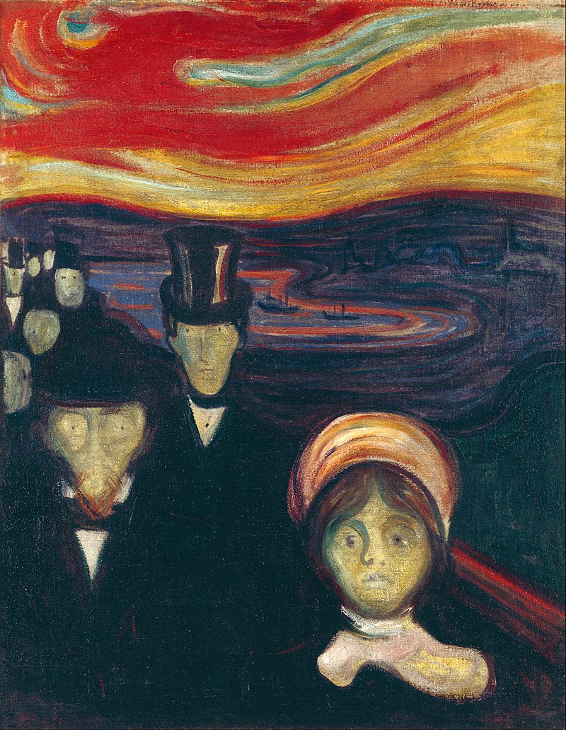 Just one year after The Scream Munch created a painting called Anxiety, similar in composition and  