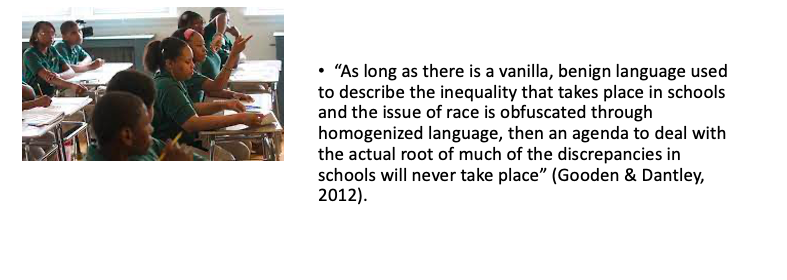WendyMackey's tweet photo. Why are schools and school districts still claiming to be working towards improving schooling for Black students but NOT talking about racism? https://t.co/NxfcQsQjMz