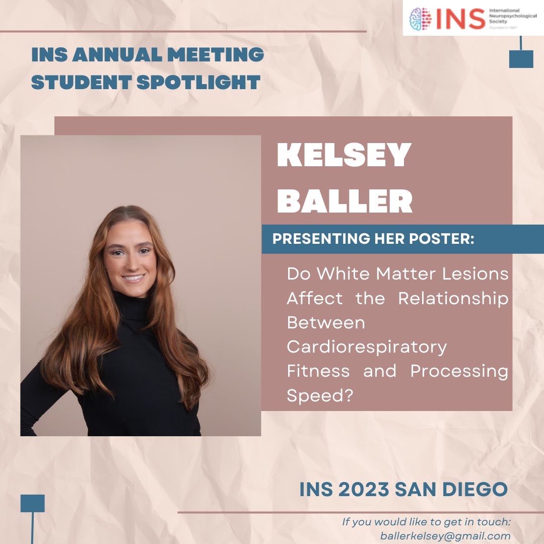 ins_slc's tweet photo. Meet #INSstudentspotlight Kelsey!
@baller_kelsey is a post-bacc RA at the University of Iowa and will be presenting her poster at #INS2023inSanDiego! https://t.co/ZUpXxQR6Wt