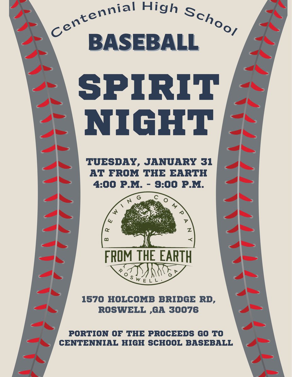 Centennial Baseball (@chsknightsbb) on Twitter photo Help support Centennial Baseball by joining us for dinner at From The Earth! Thank you so much for the support! #GoKnights⚔️ <a href="/Fromtheearth_ga/">From The Earth Brew</a> <a href="/The_CHSKnights/">Centennial High School</a> <a href="/CHSKnightsAth/">Centennial Knights Athletics</a> Help support Centennial Baseball by joining us for dinner at From The Earth! Thank you so much for the support! #GoKnights⚔️ <a href="/Fromtheearth_ga/">From The Earth Brew</a> <a href="/The_CHSKnights/">Centennial High School</a> <a href="/CHSKnightsAth/">Centennial Knights Athletics</a>