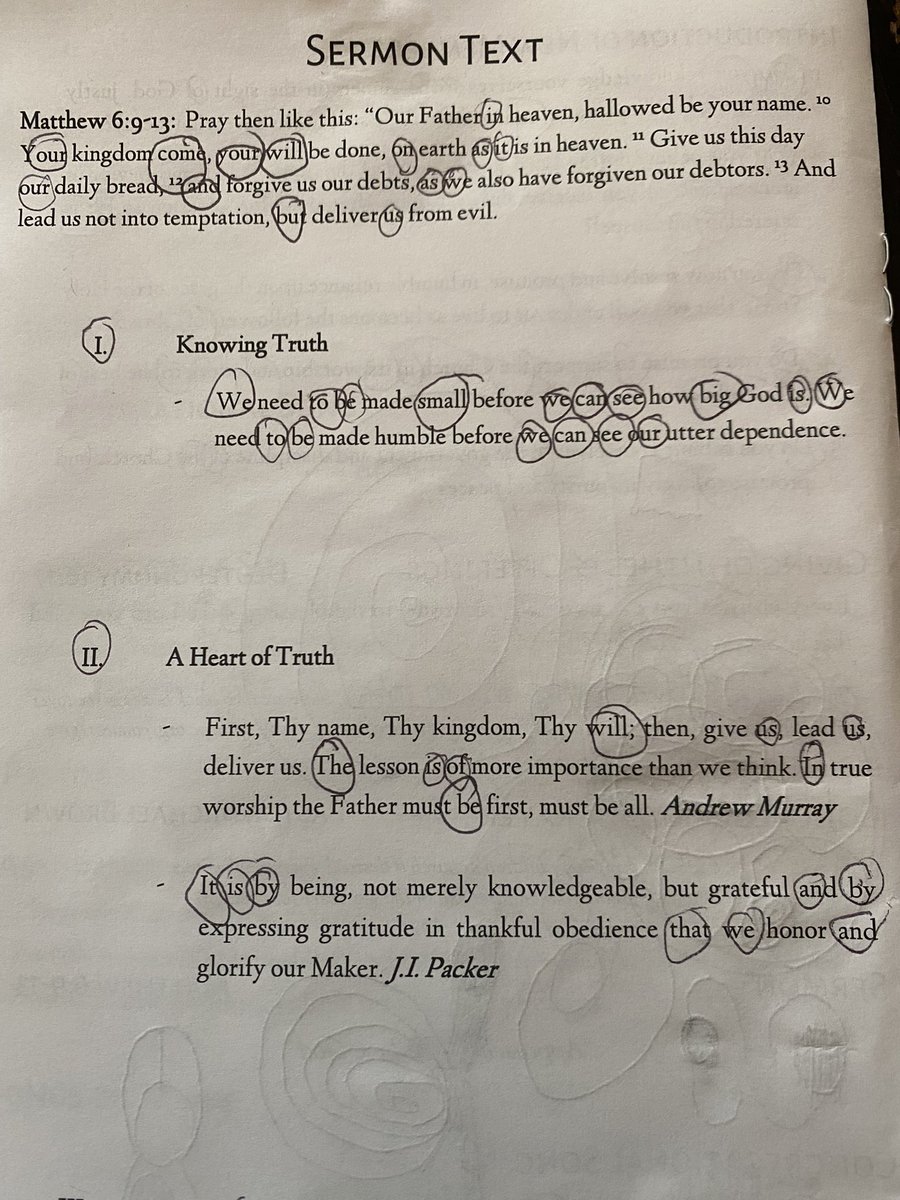 I looked over in church today and saw my 5 year old son circling his sight words in the bulletin.