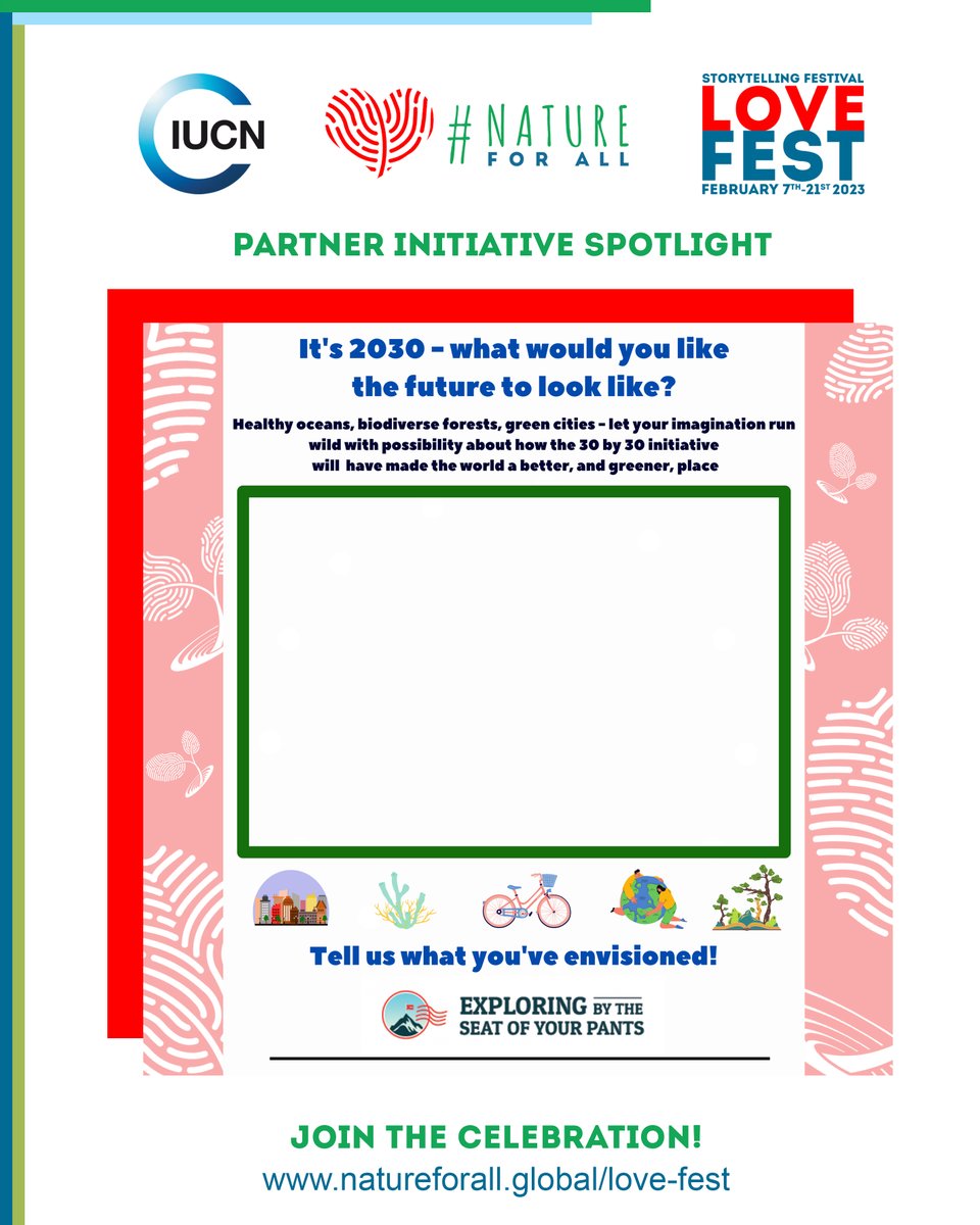natureforall's tweet image. 💗 #NatureForAll Storytelling Festival Partner Initiative Spotlight, Love Fest edition! 💗
@EBTSOYP wants to see what you want the future to look like by the year 2030! 🔭 Details and drawing sheets ⬇️
exploringbytheseat.com/30x30art/
#NatureForAll Love Fest ⬇️
natureforall.global/love-fest/
