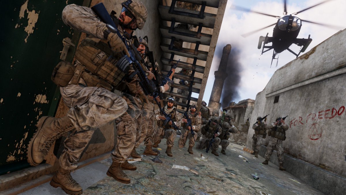 dunklik's tweet photo. Open up! (USMC clearing Fallujah, irak - 2004) #Arma3 #screenshot #milsim #artwork #USMC https://t.co/YDJpg3Kveh