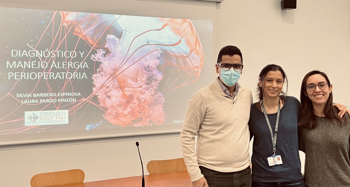 L'actualització constant a #Anestesia és vital, aquesta setmana va estar a càrrec dels nostres companys <a href="/lapardop09/">laura pardo</a> <a href="/BarberoSilvia/">Silvia Barbero</a> en companyia de <a href="/gperdomog/">G Perdomo Gutiérrez</a> del servei <a href="/AlergoSantPau/">Al·lergologia Sant Pau AIS BCN Dreta</a> els que van parlar de les al·lèrgies perioperatòries.