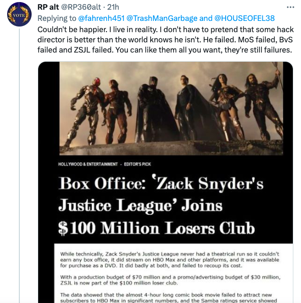 snyderanti's tweet image. She really used a photoshopped troll post as evidence 😭😭