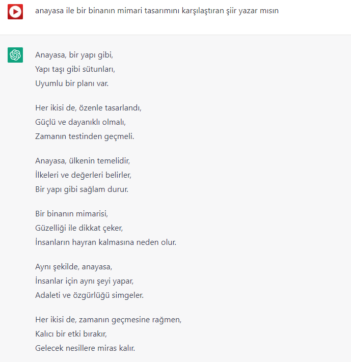 #ChatGPT'ye sordum:
Anayasa ile bir binanın mimari tasarımını karşılaştıran şiir yazar mısın?