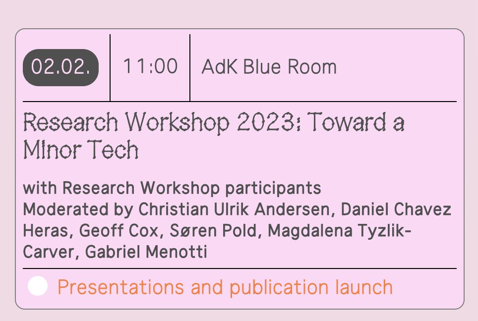 also as <a href="/xenodatacoop/">xenodata co-operative</a> with <a href="/YaShanzhai/">Ya Shanzhai</a> speaking on (techno)magic in context of minor tech