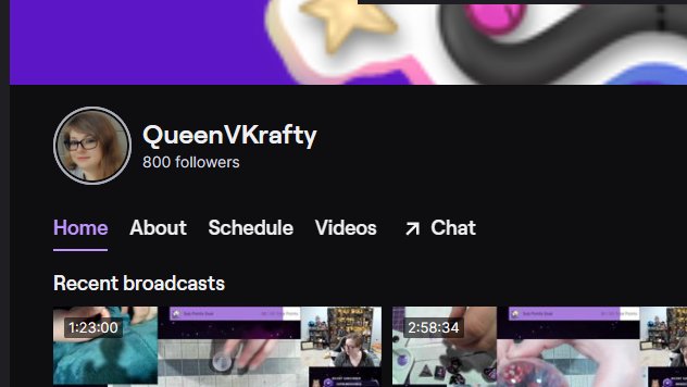 AMAZING!!!! The very talented and beautiful <a href="/QueenVKrafty/">V Krafty</a> has just crossed 800 followers!!! I cannot thank you all sufficiently enough for your love and support for such an amazing person!

#twitchstreaming #TwitchStreamers #twitchaffiliate #TwitchAffilate #SmallBusinesses