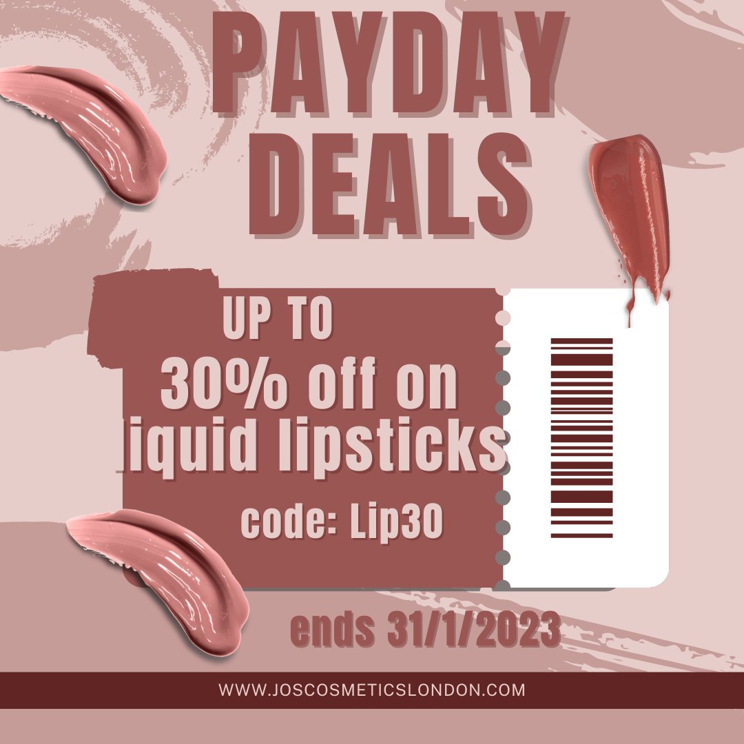 JosCosmeticsLDN's tweet photo. Payday sale 30% OFF
#lipstick #beauty https://t.co/lzHXRG81e8