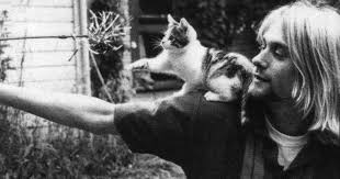 Kurt Cobain with his cat