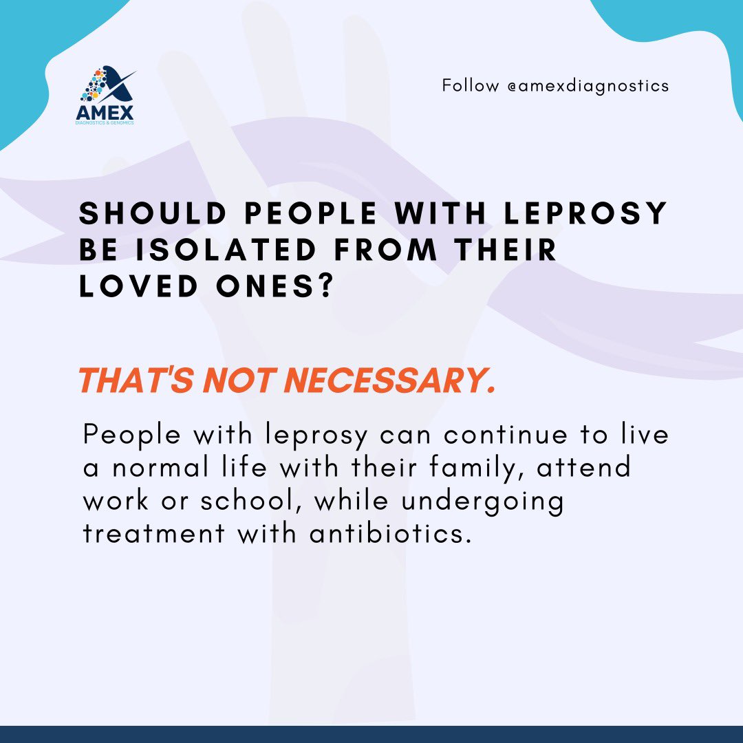 Leprosy is not as 'bad' or 'evil' as many think. As the world observes #WorldLeprosyDay today, it's a good time to debunk some of the myths surrounding this disease. 

Open thread for more 👇

 #AmexLabs

RCCG Ebuka Fidelity Lagosians Keke He is 37 Nengi Vice President