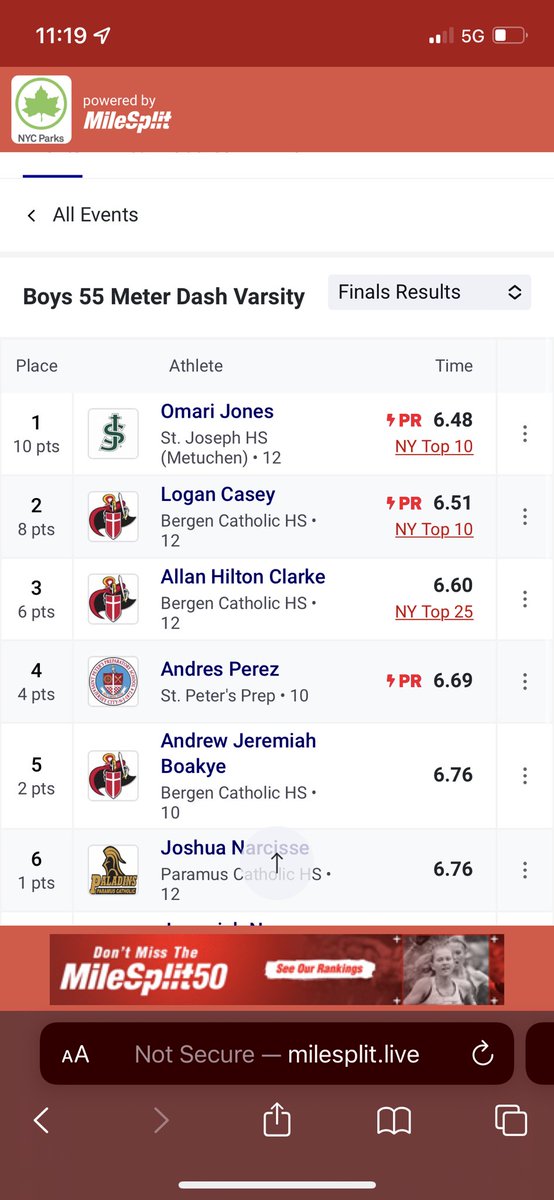 logancasey23's tweet photo. New Pr 6.51 in the 55 meter dash!!
Top 5 in New Jersey for the 55
Top 5 in New Jersey for the 200
Top 5 in New Jersey for the 300 https://t.co/eh84yi60C7