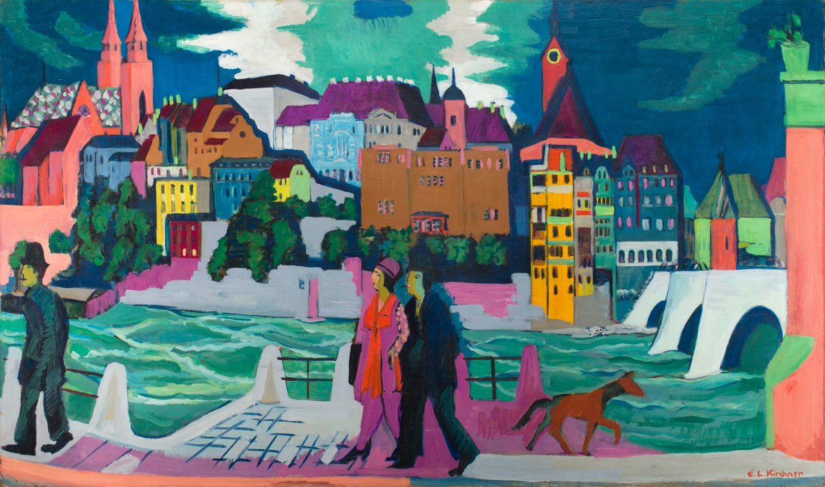 🖼️View of Basel and the Rhine, 1927-1928:
#ErnstLudwigKirchner
#PaintingoftheDay #Basel #TheRhine

Saint Louis Art Museum