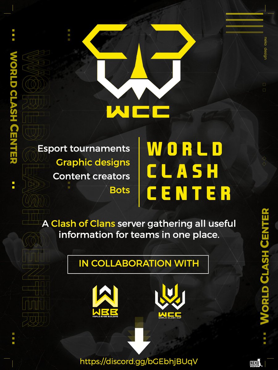 🇫🇷 Ouverture du nouveau serveur WCC regroupant tous les tournois, bots, streamers et graphismes. Venez nombreux 🔥
🇬🇧 Opening of a new WCC server gathering ALL CoC tournaments, bots, streamers and more! 🔥
discord.gg/bGEbhjBUqV