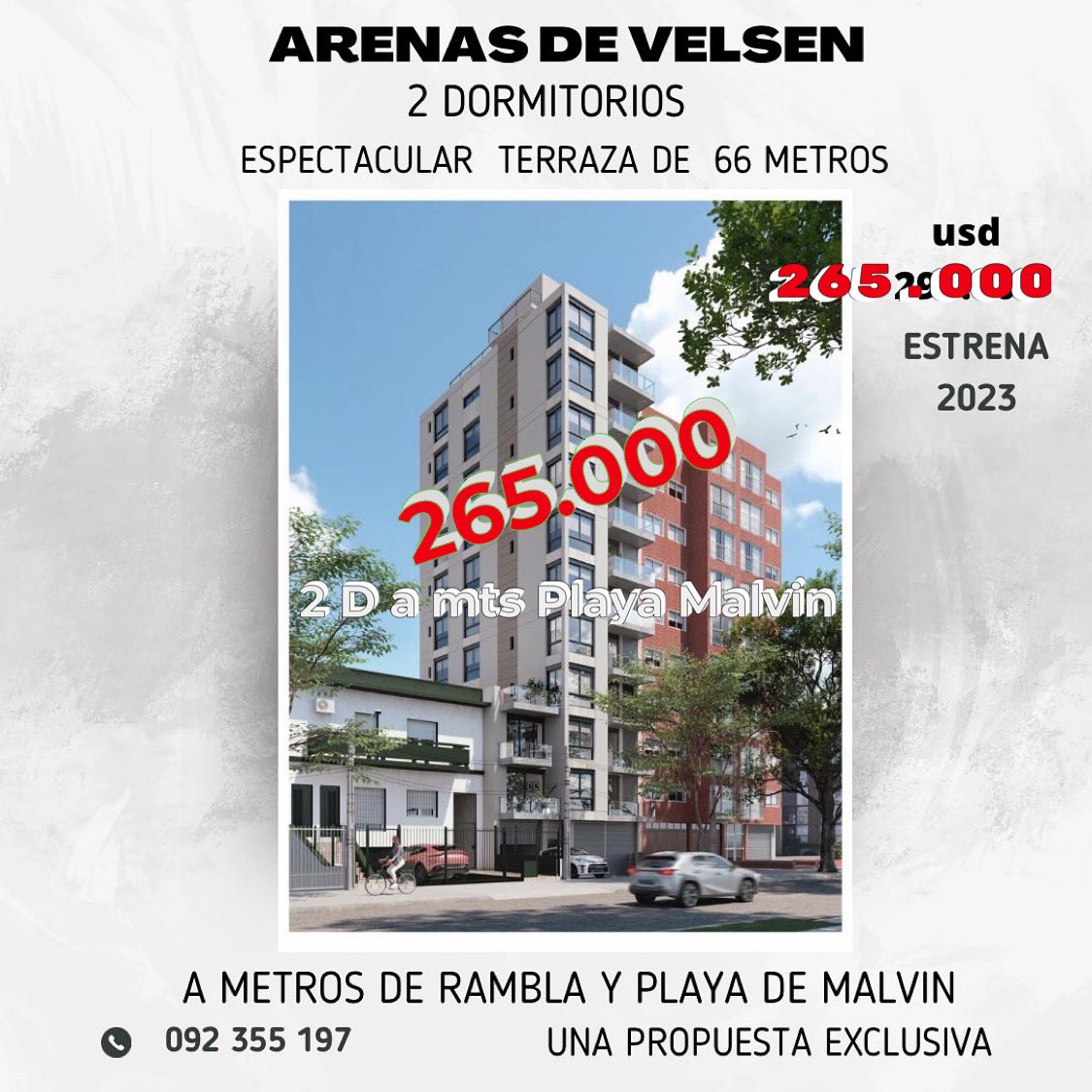 proyectosazul's tweet photo. Estrena 2023 a mts Rambla de Malvin. 
Monoambiente 99.900
1 Dormitorio.   129.500
2 Dormitorios 265.000 https://t.co/Zu5lYKT9R0