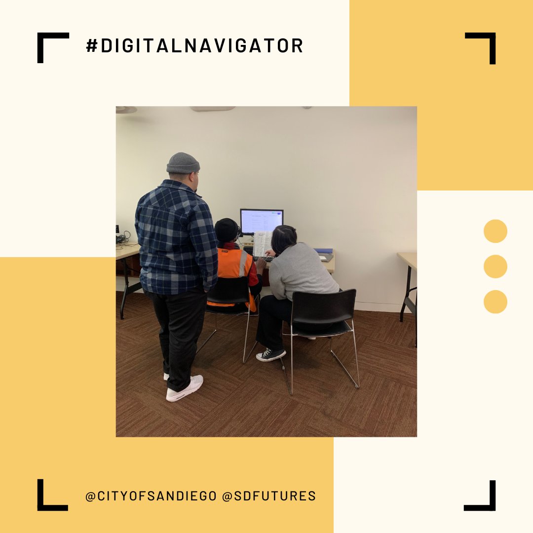 Deved, our new navigator shadowing Stephanie while she helps a patron build his resume <a href="/MalcolmXLibrary/">Friends</a>. #techonthego #access4all #cofSD For Digital Navigator schedules, please check out express.adobe.com/page/6RHU4PdS2…