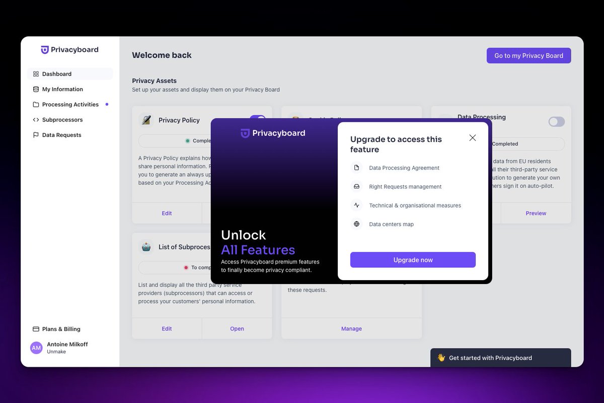 Can't believe it: Privacyboard is finally a paid product after 6 months of hard work 💪

I never thought it would take so much time to build a SaaS, but here we are!

Who’s gonna be <a href="/privacy_board/">PrivacyBoard</a> first customer? 🤔