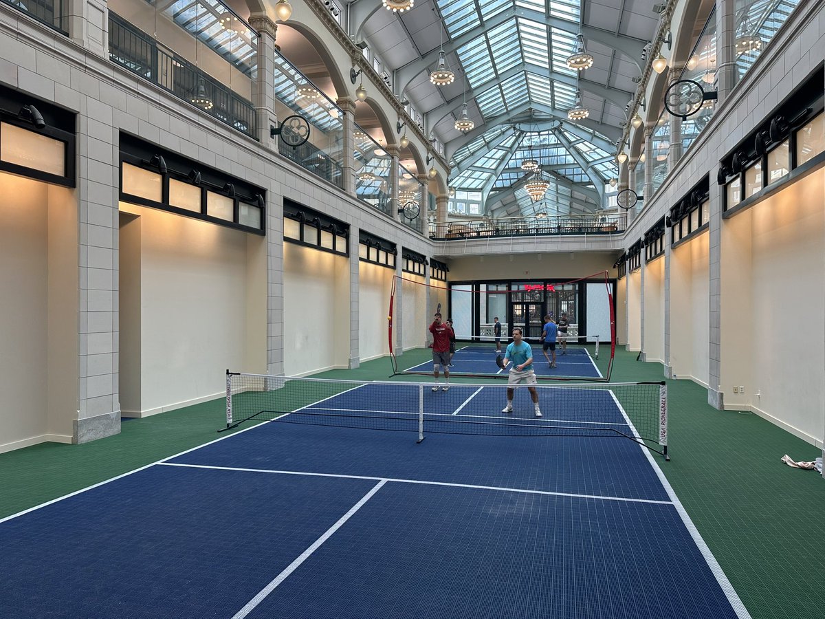 A little snowstorm couldn’t stop epic game of #pickleball this morning at The Avenue <a href="/3rdStMarketHall/">3rd Street Market Hall</a> in <a href="/MilwDowntown/">Milwaukee Downtown</a>. Great to get both courts filled with players for good times, many laughs and a few good shots. <a href="/vincevitrano/">Vince Vitrano</a> <a href="/BrianNizTMJ4/">Brian Niznansky</a> <a href="/MicahCrawford/">Micah Crawford</a> <a href="/BenBrust/">Ben Brust</a>