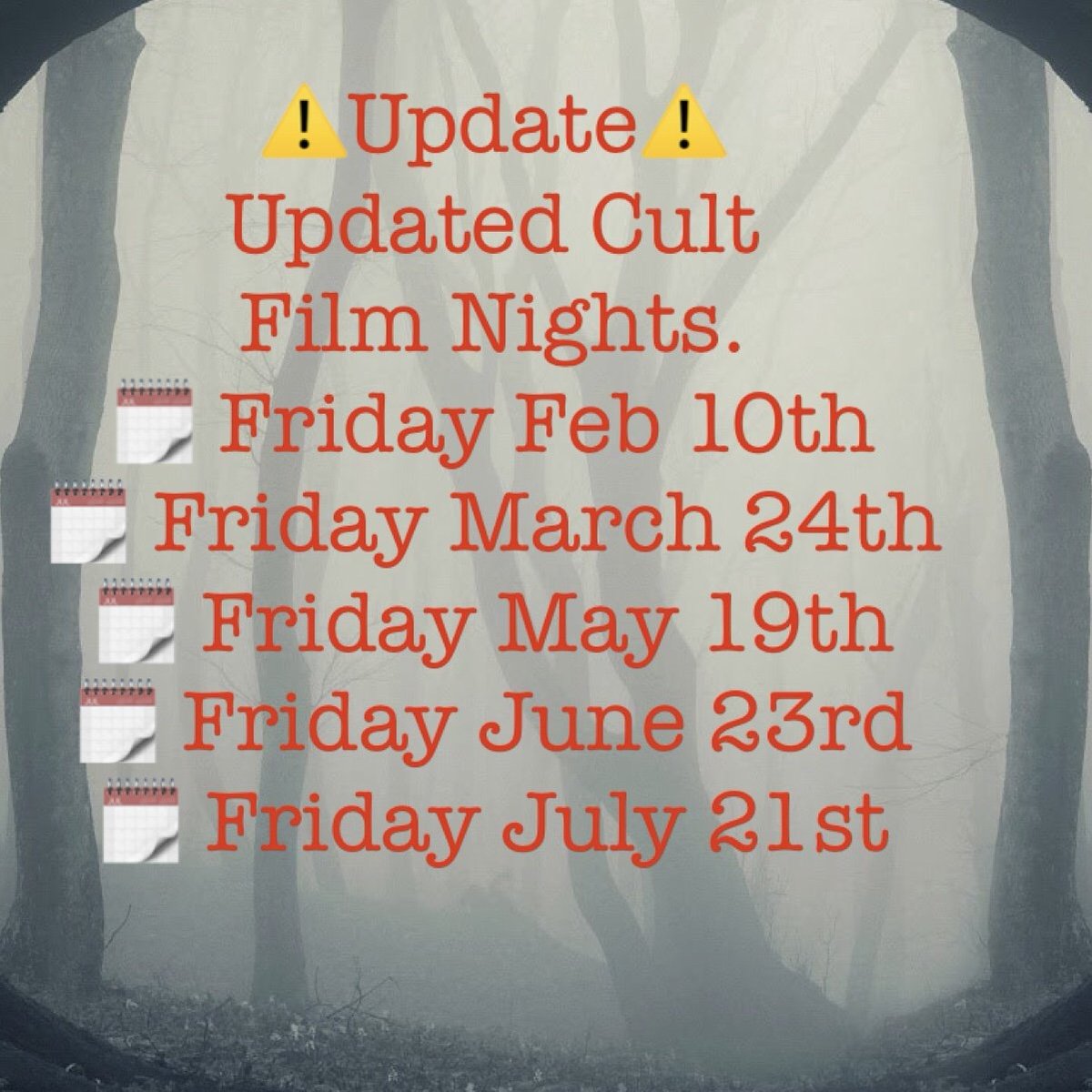 Diaries out… dates in!! 🤣
Join us for one of our Cult Nights… A double bill of #cultfilms
🏠 #Southend-on-Sea, SS0 7AB
​ 
Keep an eye out for details of our next #Film #DoubleBill 

#horror 
#Film #HorrorMovies #horrorfan #LoveHorror #films #featurefilm #ShareTheScreams