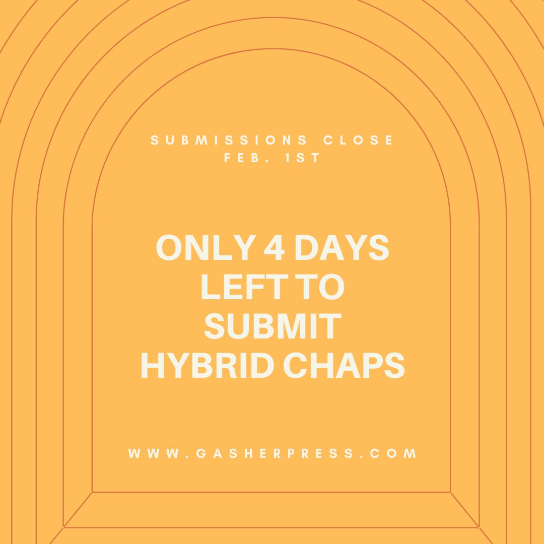 Gasherpress (@gasherpress) on Twitter photo Hurry hurry! Last chance to submit your hybrid chapbook. Selected manuscripts receive $150 honorarium + 10 free copies Hurry hurry! Last chance to submit your hybrid chapbook. Selected manuscripts receive $150 honorarium + 10 free copies