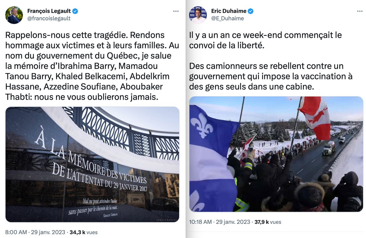 lobbymontreal's tweet photo. 1 journée, 2 commémorations. 

Et le "cerveau" Duhaime qui doit encore se demander pourquoi il n'a fait élire AUCUN député et pourquoi il s'est lui-même fait démolir par Sylvain Lévesque dans une circonscription de tendance conservatrice. 

#PCQ #polqc #quebecMosque https://t.co/phfYw2v4qp