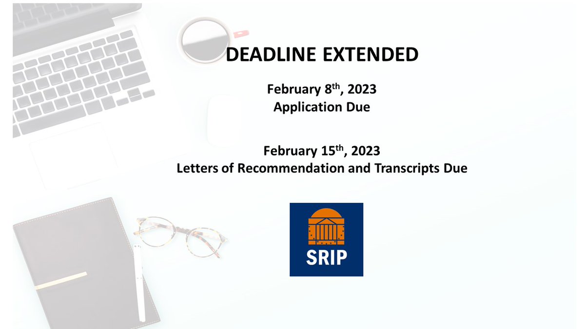 uvasrip's tweet photo. We've extended our deadline to apply! Submit applications by February 8th and supporting materials by the 15th to be considered. Link to apply in profile. #undergraduateressearch #summerresearch #summerinternship #uvasrip2023 https://t.co/NgKrLjwSRq