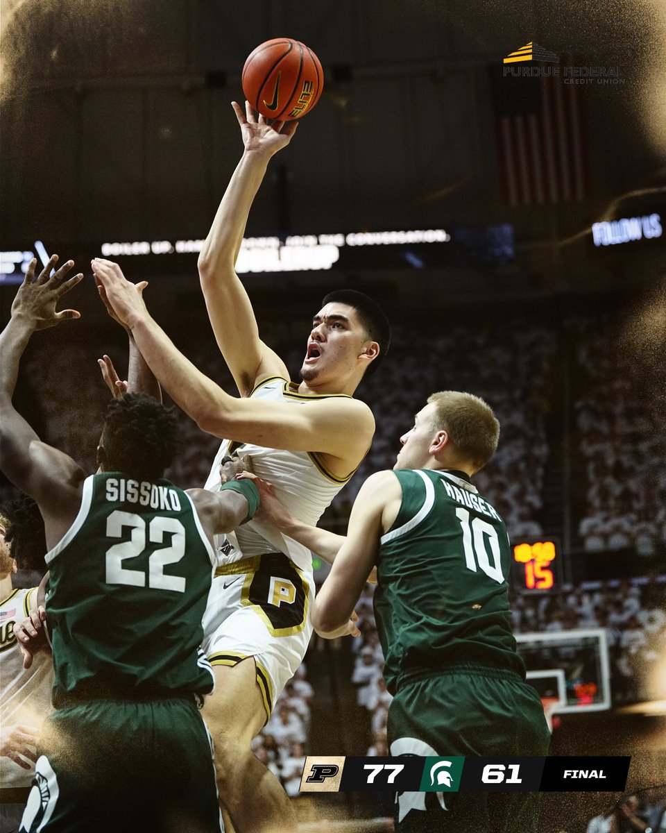 💥💥💥💥💥 FINAL

Zach Edey with 38 points and 13 rebounds and Purdue wins its 8th straight game!

21-1 overall, 10-1 Big Ten. 

Keep it rolling Wednesday!