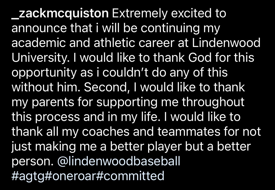 Zack McQuiston (@mcquiston_zack) on Twitter photo Extremely excited to be continuing my academic and athletic career at <a href="/LULIONSBASEBALL/">Lindenwood University Baseball</a> Thank you <a href="/BletcherDoug/">Doug Bletcher</a> @AdamCoreLU <a href="/pjfinigan/">PJ Finigan</a> for this opportunity. <a href="/CCSLancers/">Official Account-Cambridge Christian Athletics</a> @813preps #oneroar #agtg #committed Extremely excited to be continuing my academic and athletic career at <a href="/LULIONSBASEBALL/">Lindenwood University Baseball</a> Thank you <a href="/BletcherDoug/">Doug Bletcher</a> @AdamCoreLU <a href="/pjfinigan/">PJ Finigan</a> for this opportunity. <a href="/CCSLancers/">Official Account-Cambridge Christian Athletics</a> @813preps #oneroar #agtg #committed