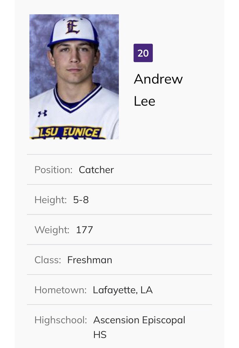 Good Luck on the Upcoming Season to 2022 Ascension Episcopal Blue Gator Baseball Alumni Andrew Lee GATORUP!!! <a href="/blue_gators/">AscensionBlueGators</a> <a href="/LSUEBengalsBSB/">LSUE Baseball</a> <a href="/LSQUARED33/">Lonny  Landry</a>