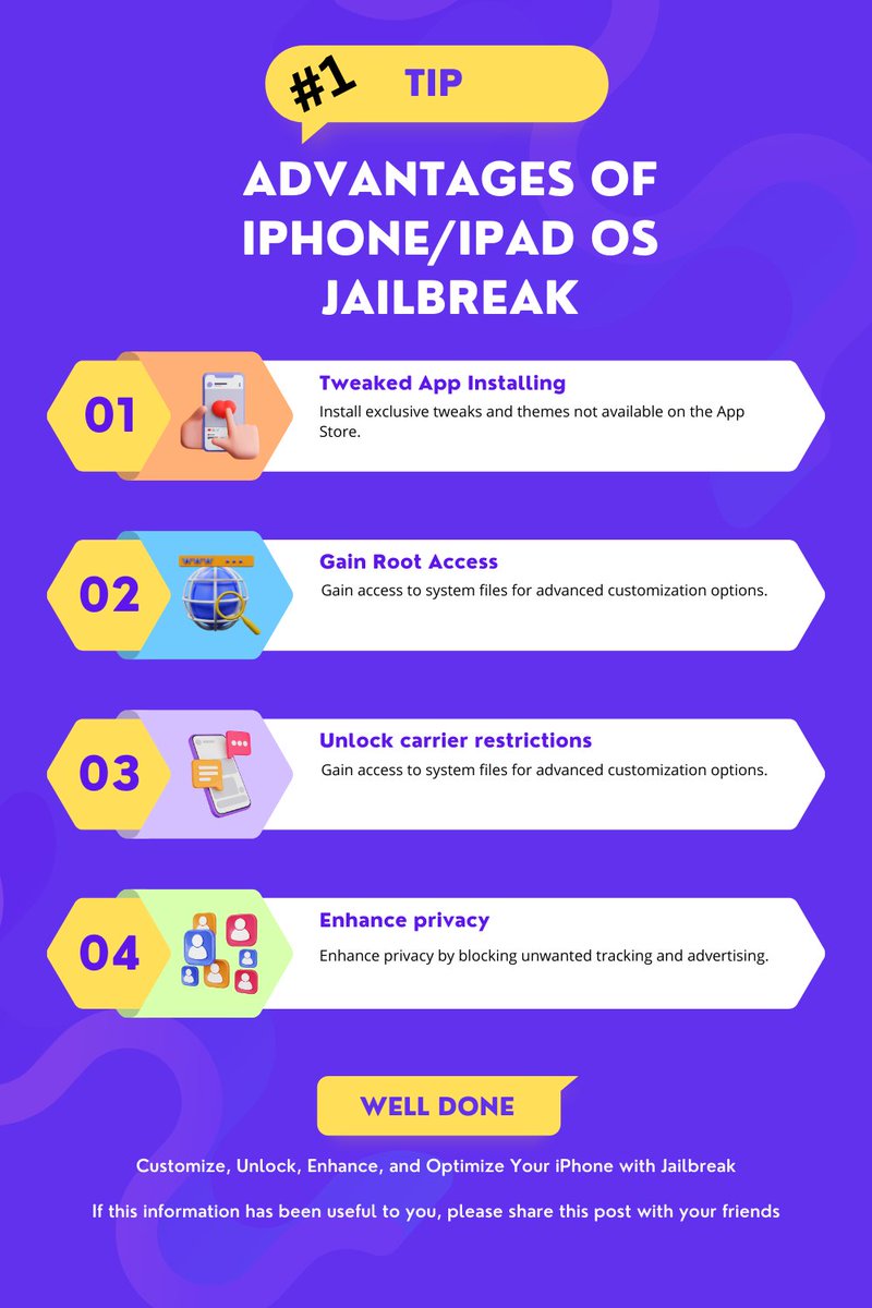 ZeeJailbreak's tweet photo. Jailbreak TIP - #1 🔥🔥
Advantages of iPhone/iPad OS Jailbreak
Checkout More - https://t.co/9iQCPzT7gQ
Customize, Unlock, Enhance, and Optimize Your iPhone with Jailbreak
#Jailbreak #tip #daily #update #news #zeejb https://t.co/21j5lYx5xq
