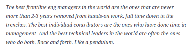 liveweird's tweet image. "The engineer/manager pendulum" Charity Majors charity.wtf/2017/05/11/the… #wordsofwisdom