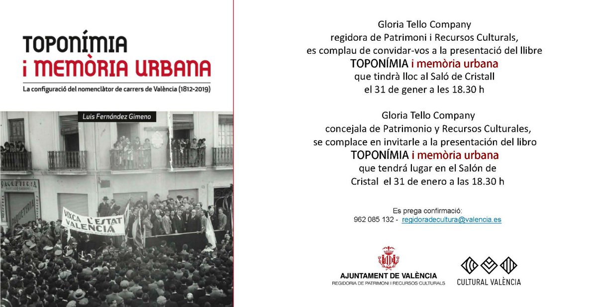 gtellocompany's tweet photo. No hi havia a València un expert en toponímia com @Valentopofilia i des de l’@AjuntamentVLC hem volgut fer possible el seu últim llibre, una publicació sense precedents
El presentem el dimarts i totes les persones que ens acompanyeu sereu obsequiades amb un exemplar
Vos esperem‼️ https://t.co/5Rs7vs5vwe