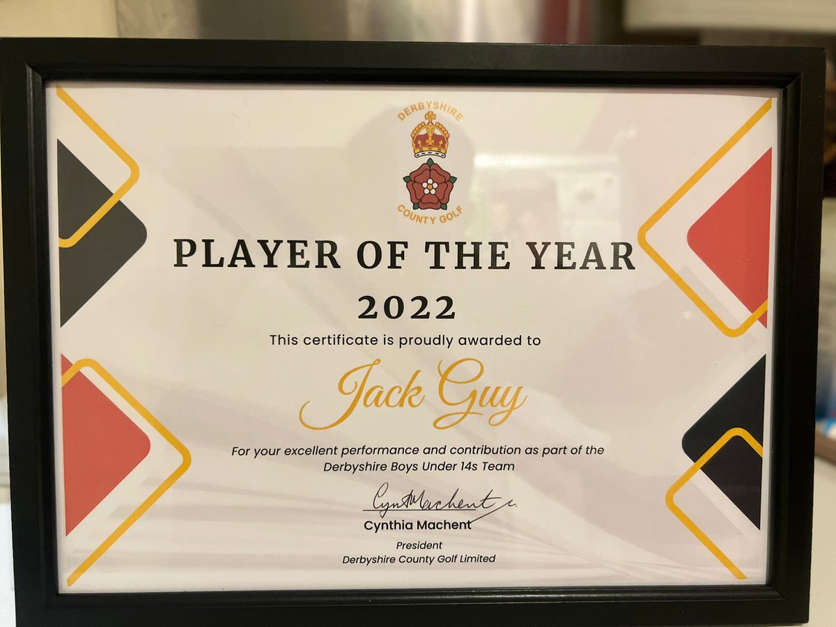 Jack_Guy_Golf's tweet photo. So I finish of my year as Derbyshire county’s under 14’s county captain winning the player of the year award! Onto 2023 joining the under 16 squad here we go….. @Breadsallgreens @DCGLtd @Kedleston_Park @SportUSA4 https://t.co/lz4CeRNz2i