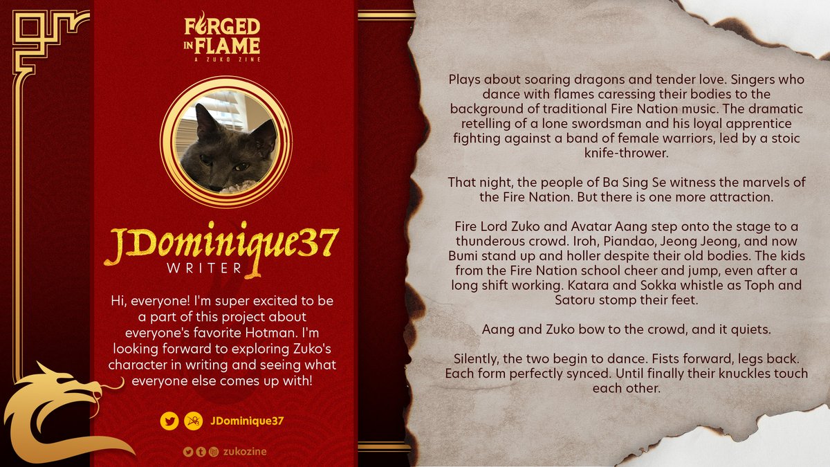 zukozine's tweet photo. 🔥 CONTRIBUTOR SPOTLIGHT ⚔️

Today we welcome the eloquent @JDominique37 to the project! JJ wrote a gorgeous piece exploring Zuko's amazing character, and we are so excited to share it soon!

Please look forward to her piece in the zine! 🌟 https://t.co/Rda7KcEEQD