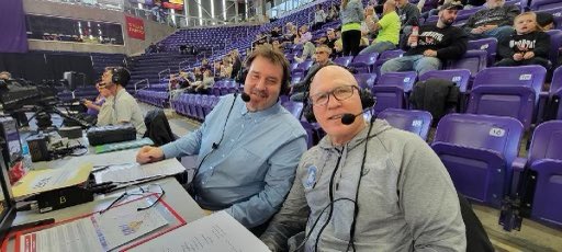 Me and Milboy getting ready to call UNI vs Oklahoma, Military Appreciation Day! If you are not here catch it on FLO