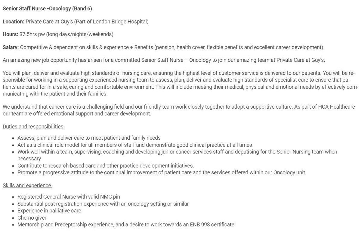 Come and join our amazing team in Private Care @ Guy’s! We do chemo and AHSCT for Haem and MS, too! Send me a DM to know more of the opportunity!