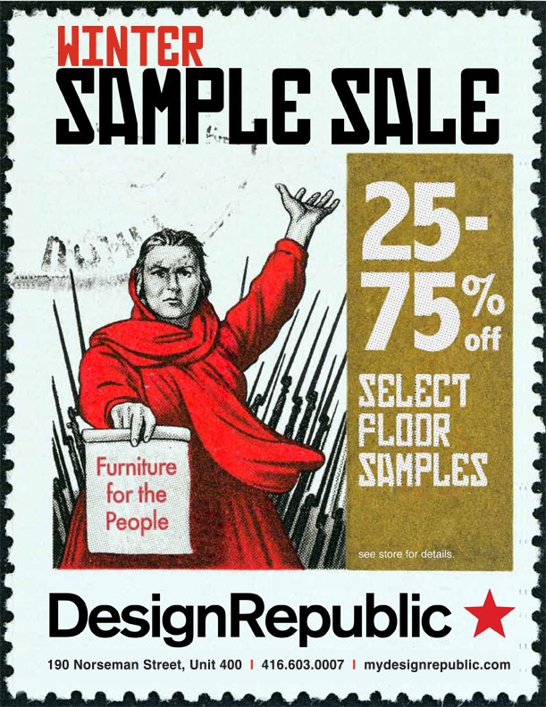DesignRepublicX's tweet image. Annual winter sample sale on now #furnituredesign #torontfurniture