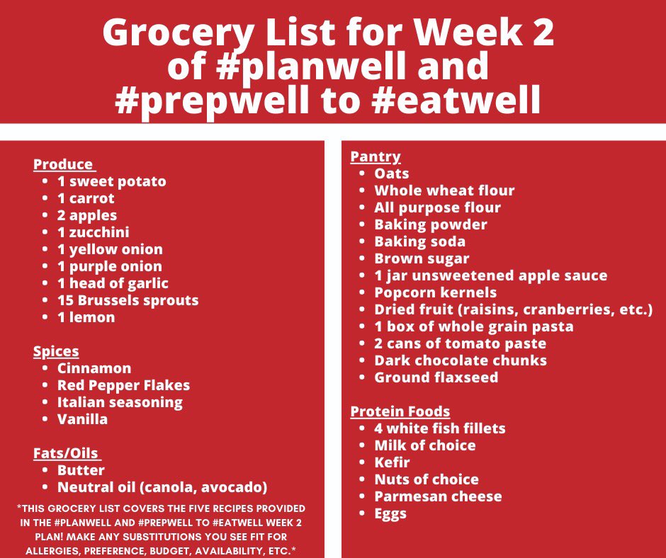 EatWellSask's tweet photo. If you want to try the new recipes in the second week of the #planwell and #prepwell to #eatwell series, here is the plan and grocery list! https://t.co/WMcMfnfnpN