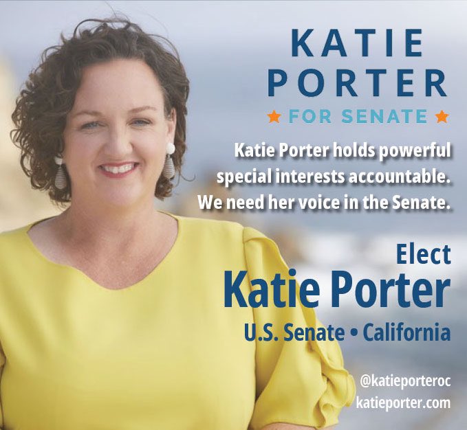 US Congresswoman Katie Porter is running for election to U S Senate. Her experience includes being a Consumer and Bankruptcy Attorney with the Consumer Financial Protection Bureau (at)katieporteroc KatiePorter.com #ResistanceUnited 05