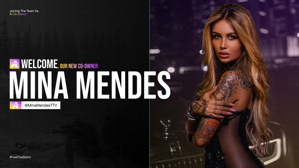 Aw0babobs (@aw0babobs) on Twitter photo We couldn't be more excited to announce that <a href="/MinaMendesTTV/">Mina Mendes</a> has joined the org as a co-owner!
Really pleased to have Mina on board with her passion for e-sports and wealth of gaming knowledge and I can't wait to see what we can achieve together in the future!
#FeelTheStorm⚡️ We couldn't be more excited to announce that <a href="/MinaMendesTTV/">Mina Mendes</a> has joined the org as a co-owner!
Really pleased to have Mina on board with her passion for e-sports and wealth of gaming knowledge and I can't wait to see what we can achieve together in the future!
#FeelTheStorm⚡️