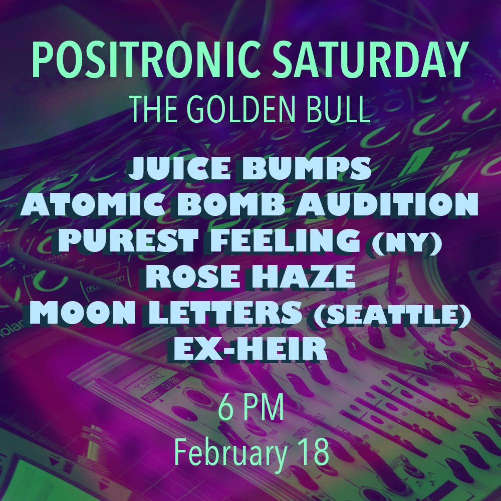 moonlettersband's tweet photo. Tour kicks off on Feb 18, check out this vibrant flyer from ROSE HAZE for Positronic Saturday at The Golden Bull in Oakland! https://t.co/ukK3OoZU16