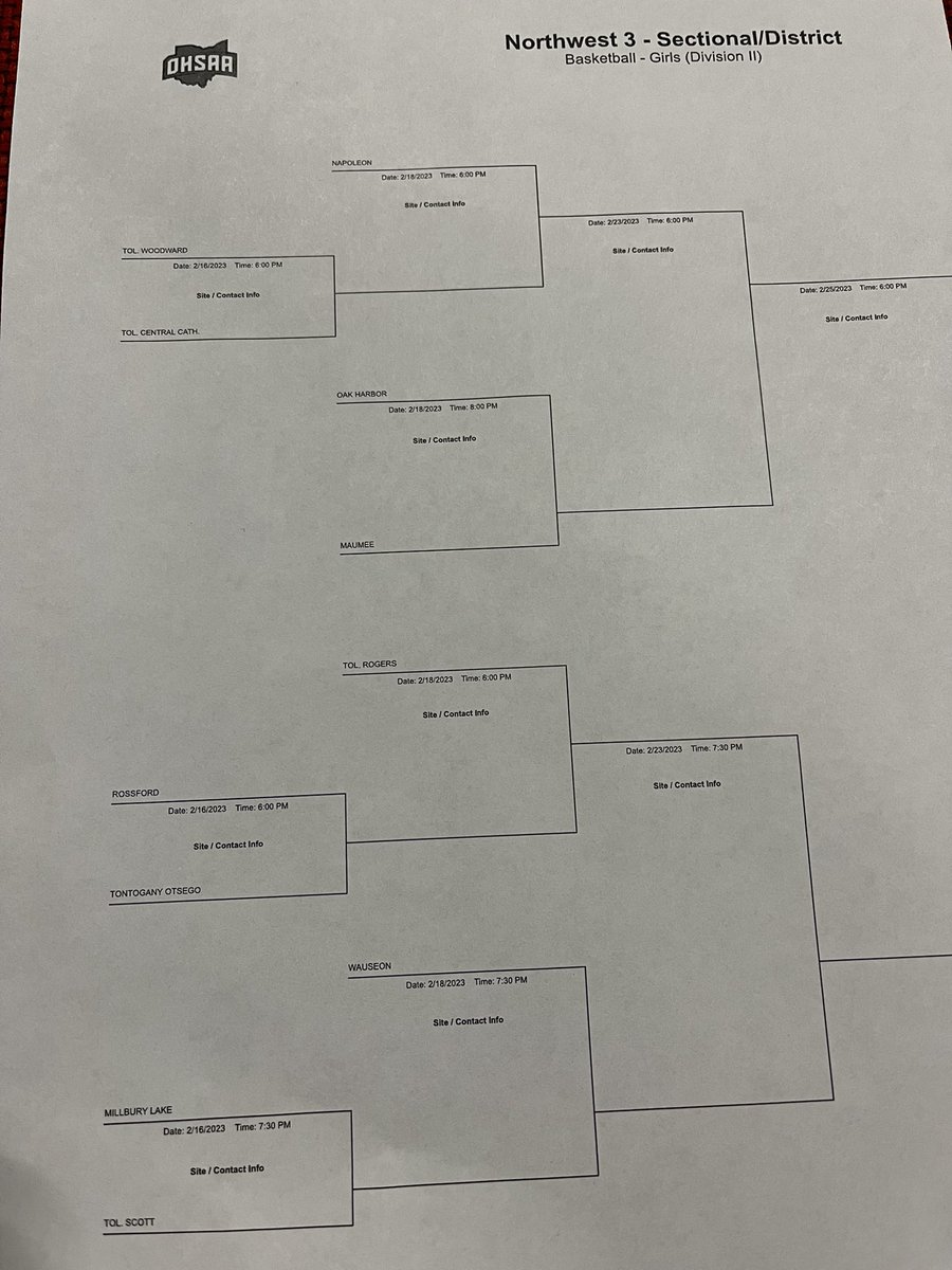 TylerSeggerman's tweet photo. It’s #BracketTime! District Tournament seeds have been released by @OHSAASports for the 2023 High School Girls Basketball Tournament… https://t.co/22blMJZNHH