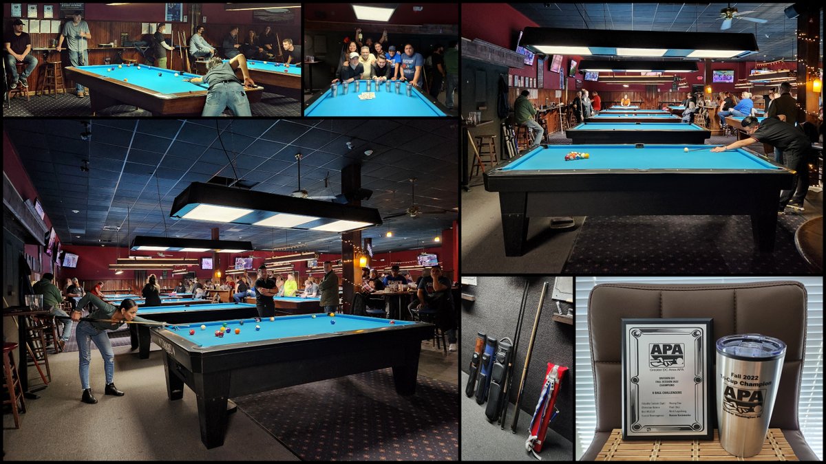 Woohoo! I am now an APA Tri-Cup Champion!

My team - "8 Ball Challengers" - won our fall 2022 session division playoffs and made it to the Tri-Cup.

We performed extremely well throughout both days of the tournament and pulled off a thrilling victory!

World Qualifier next! 🎱🏆