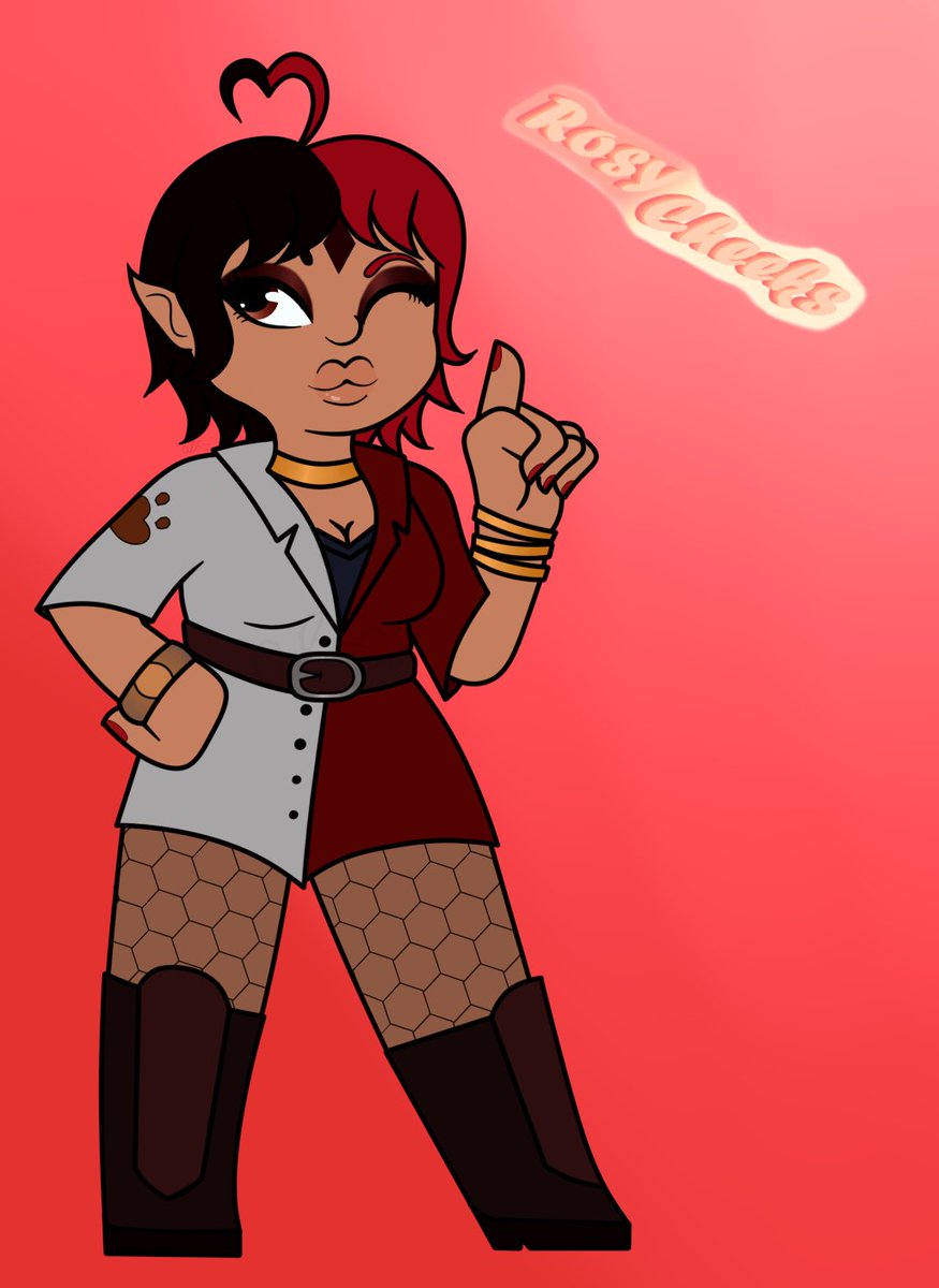 TrueGoldenRose's tweet image. I created a chibi view of Rosy Cheeks from an outfit she was drawn in. #RosyCheeksfanart